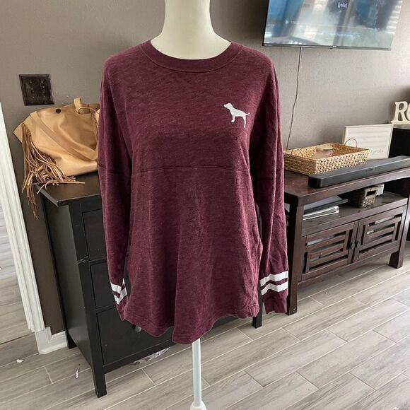 PINK Victoria's Secret Tops - Pink Victoria Secret Maroon Long Sleeved Shirt - XS